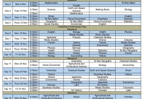 National secondary examinations timetable 2015